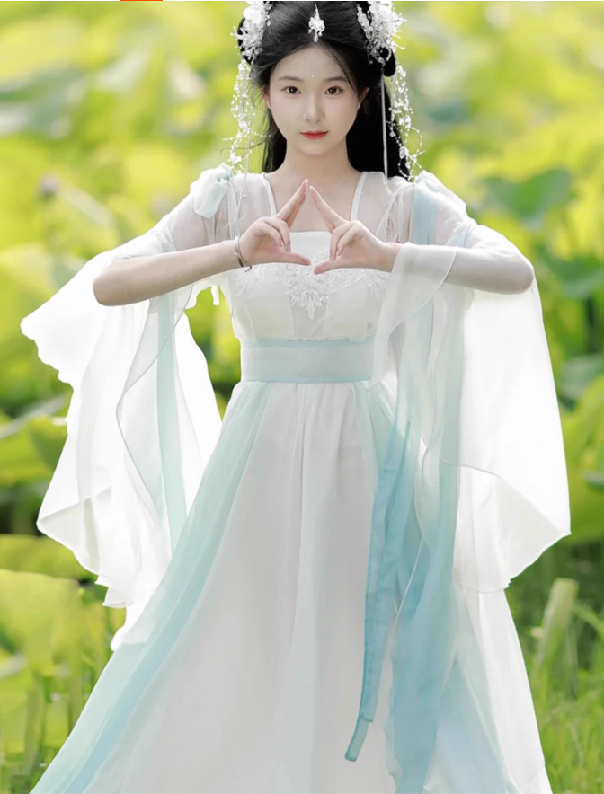 Hanfu Female Immortal Swordsman Style Ruqun Cross Collar Wide Sleeves Flowing Immortal Skirt Ancient Costume