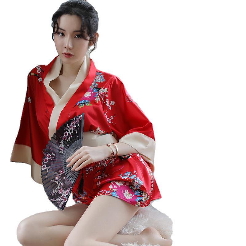Hanfu Japanese Kimono Sexy lingerie Bow Strap Set