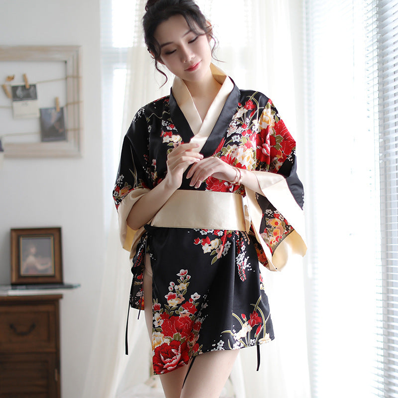 Hanfu Japanese Kimono Sexy lingerie Bow Strap Set