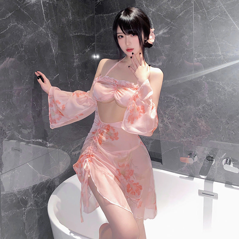 Sleeveless strapless Hanfu nightgown and erotic lingerie set