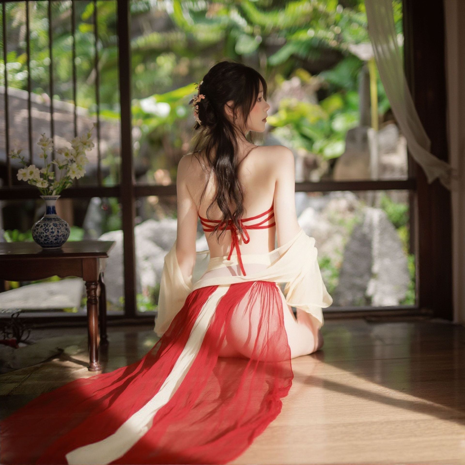 Classical Chinese style enchanting fairy Hanfu sexy lingerie bellyband set