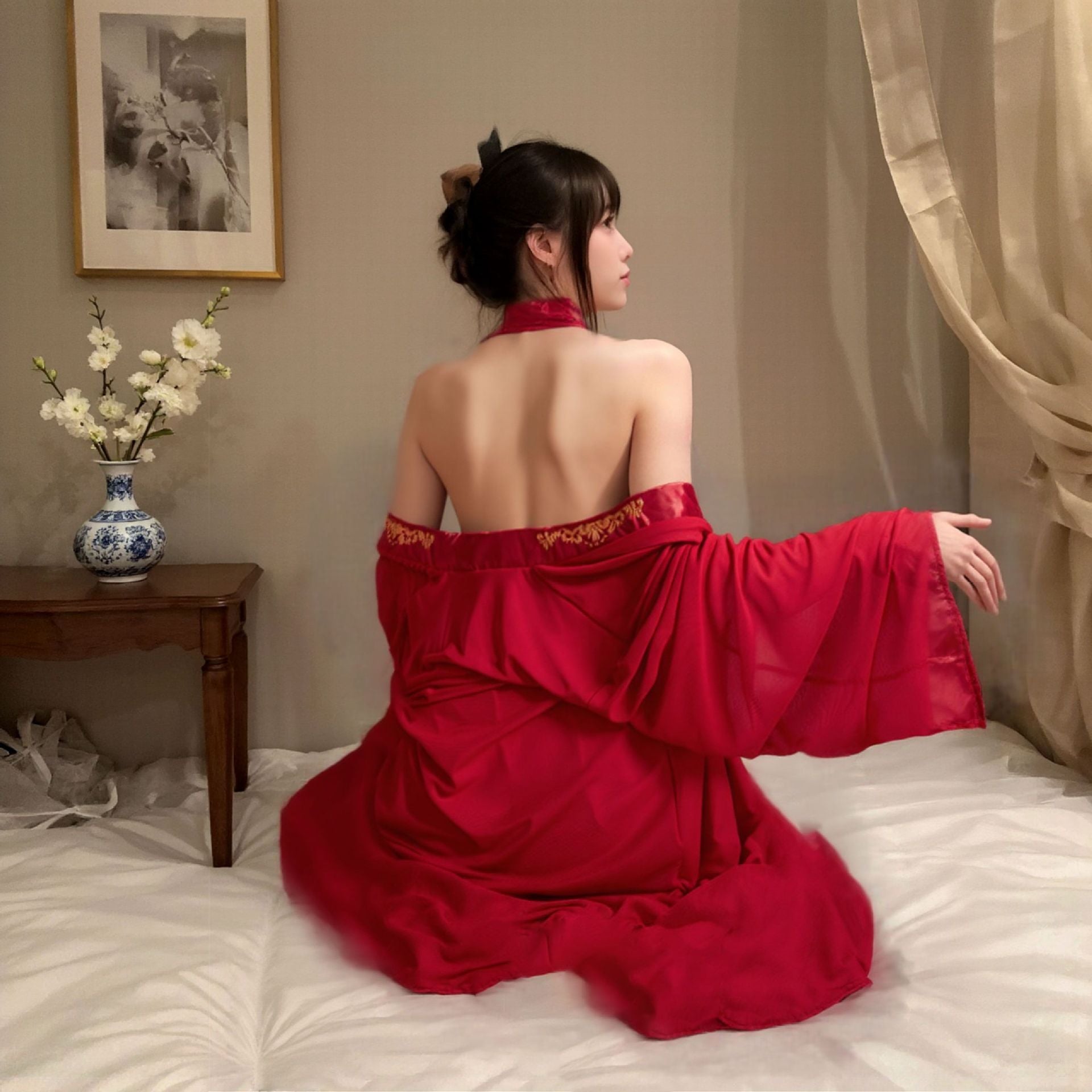 Antique Hanfu style lingerie and sexy bellyband set