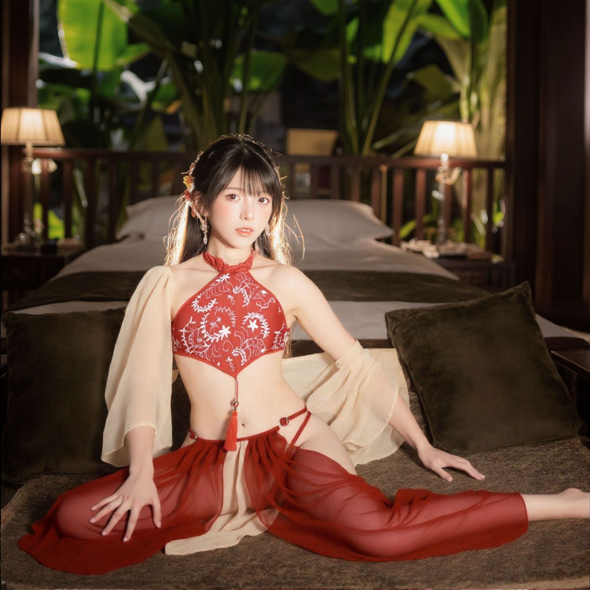 Classical Chinese style enchanting fairy Hanfu sexy lingerie bellyband set