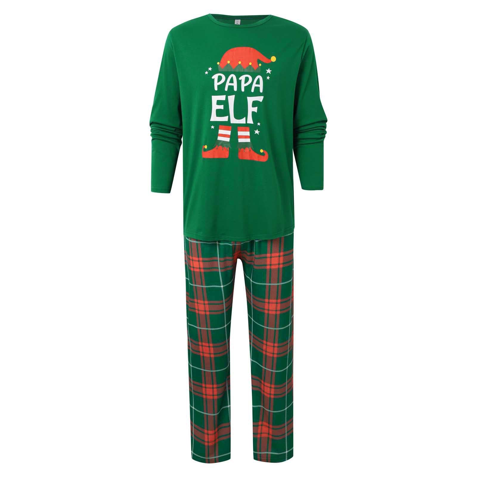 Christmas print parent-child long sleeved pajamas set