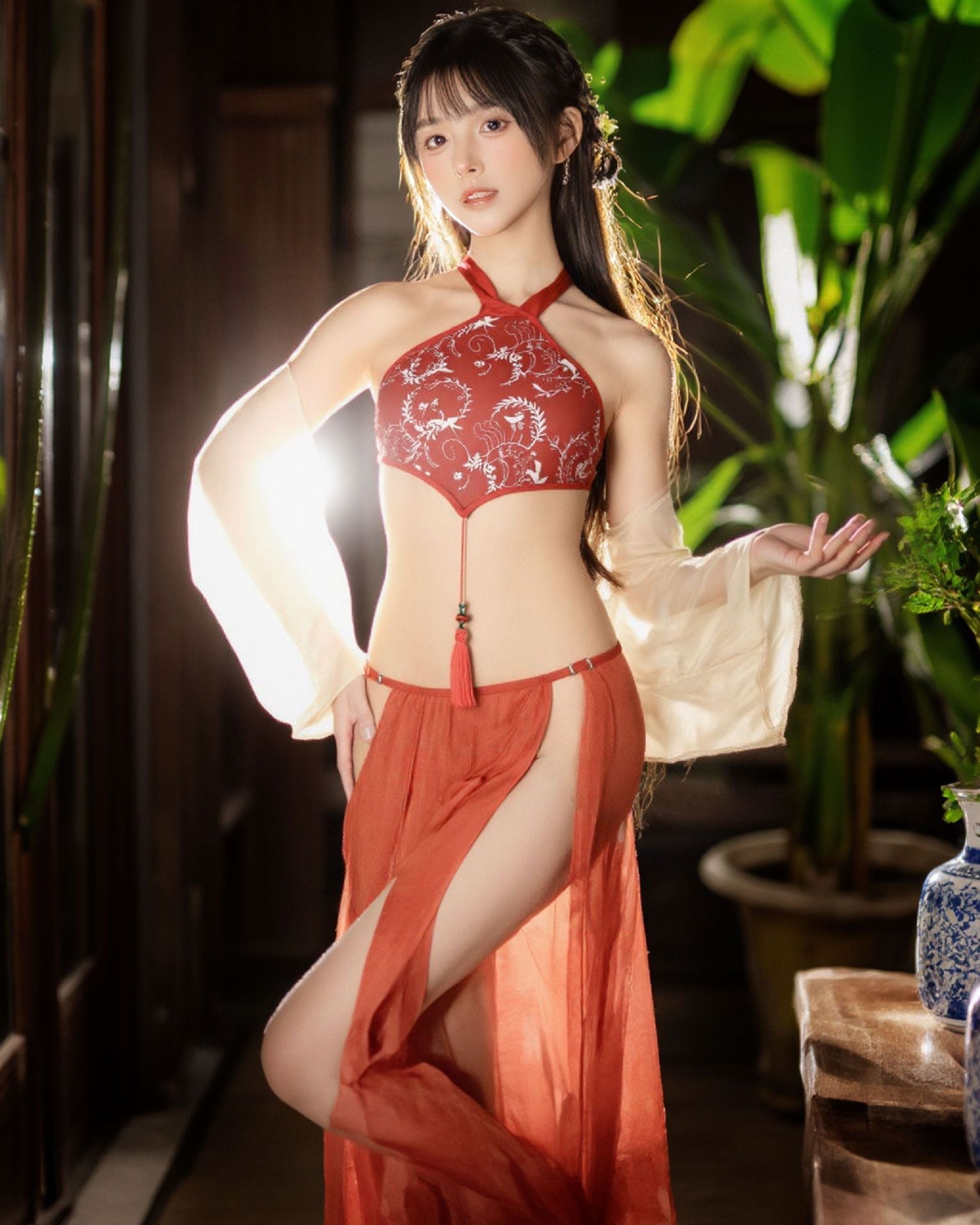 Classical Chinese style enchanting fairy Hanfu sexy lingerie bellyband set