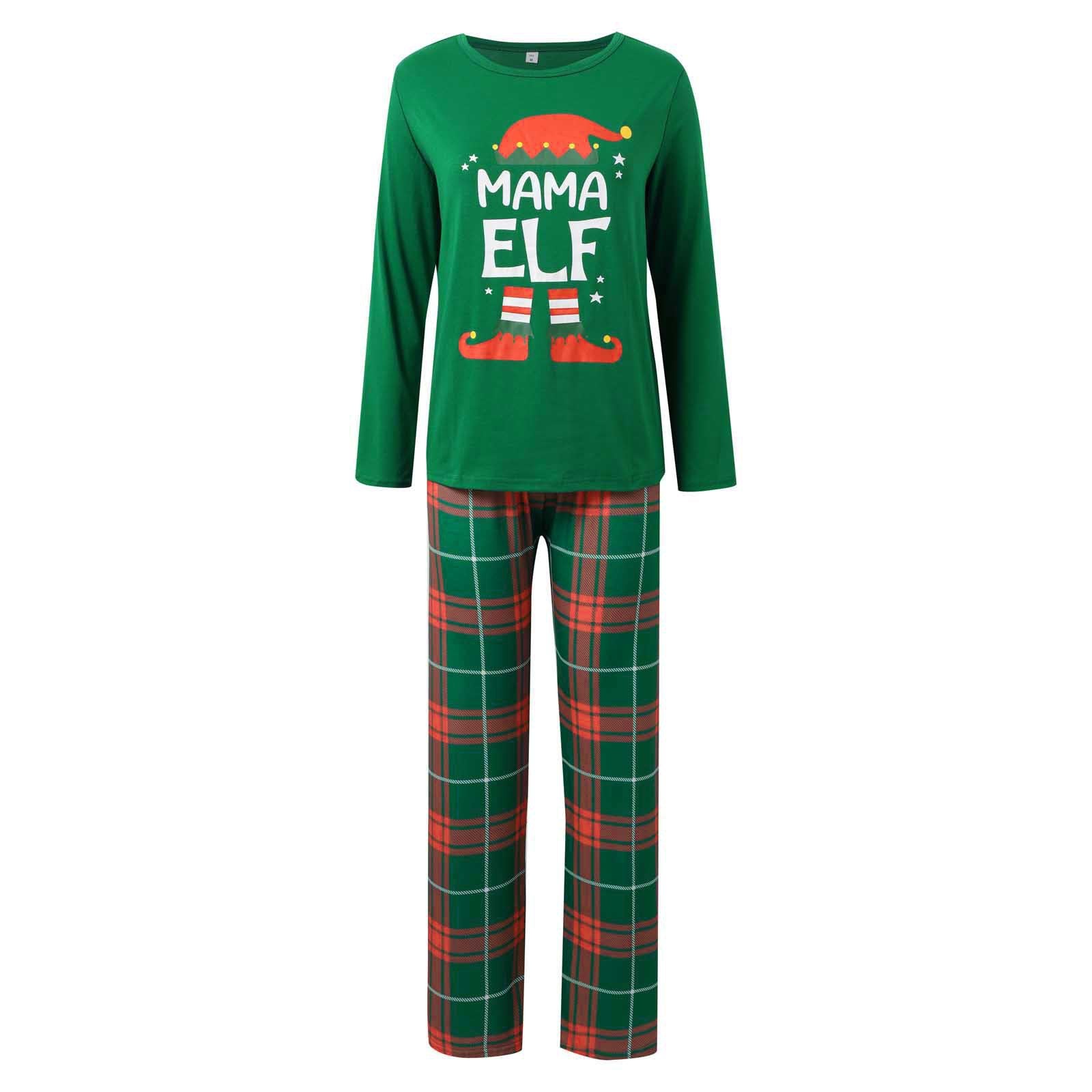 Children's christmas print parent-child long sleeved pajamas set