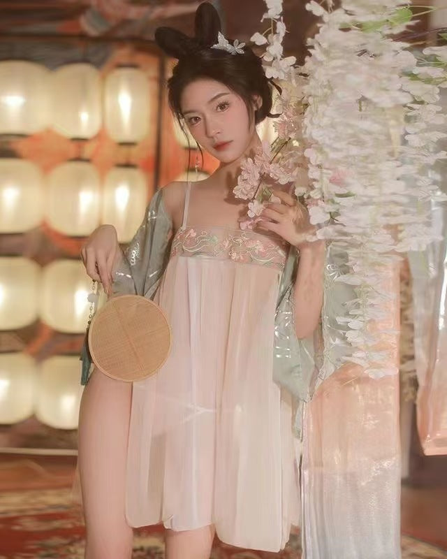 Hanfu lingerie retro nightgown bellyband style pajama set