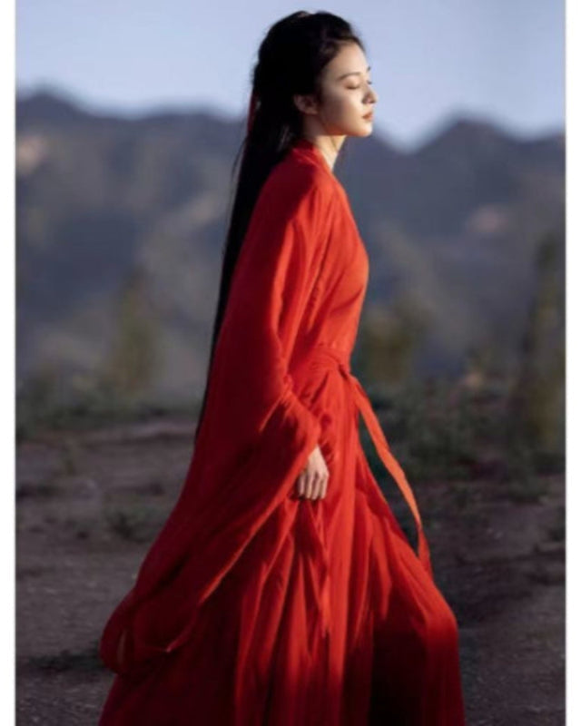 Wei Jin style Hanfu women's elegant ancient costume big sleeved shirt ancient style wide sleeved flowing fairy skirt