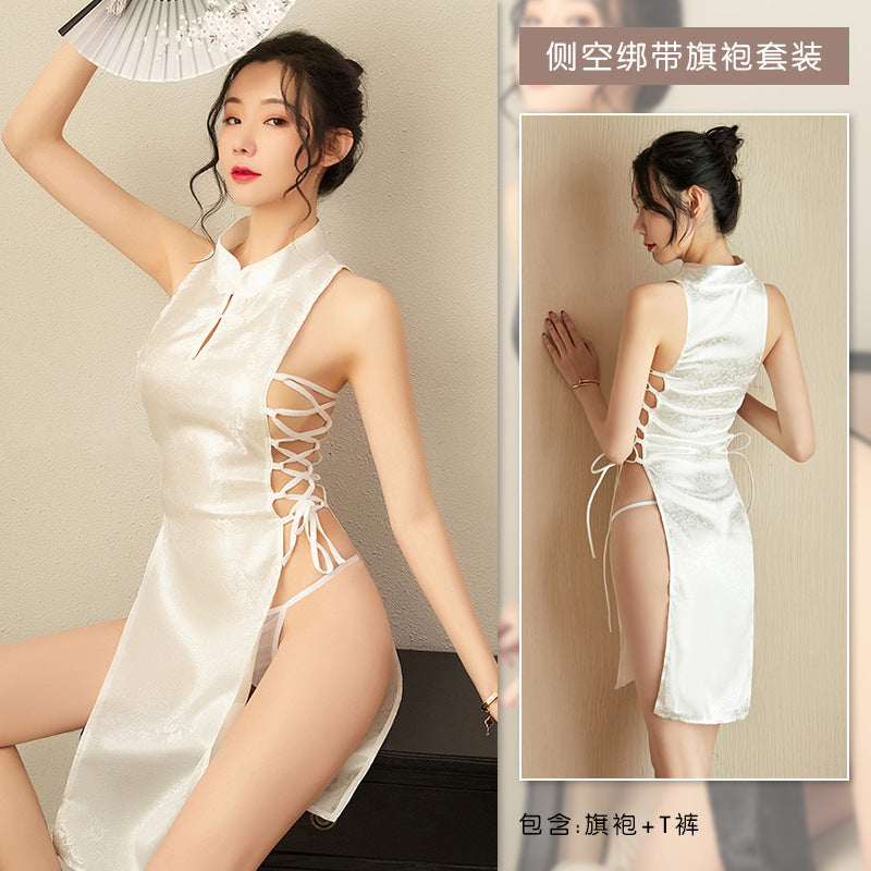 [旗袍]Sexy lingerie hollow qipao palace Hanfu set