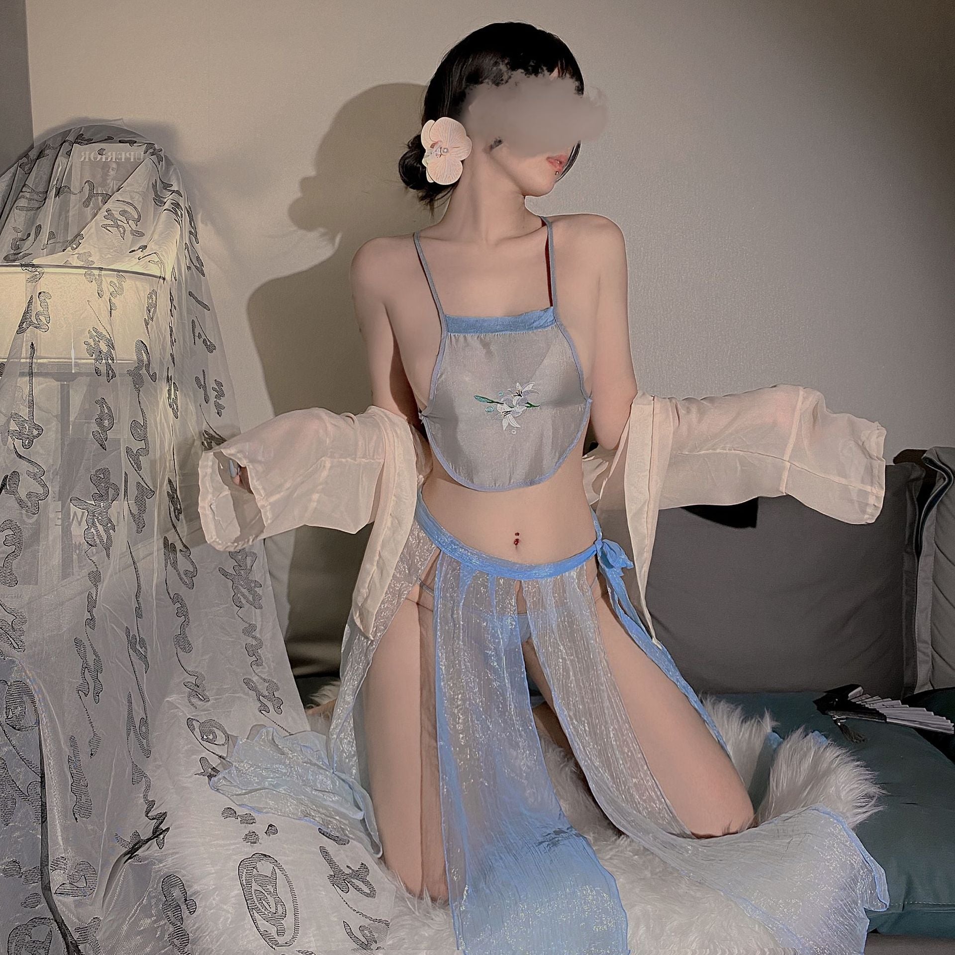 Embroidery cosplay bellyband cheongsam Hanfu erotic lingerie