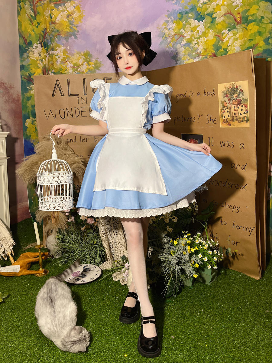 Alice in Wonderland Runaway Princess Blue Maid Halloween Costume - Anime Cosplay Dress