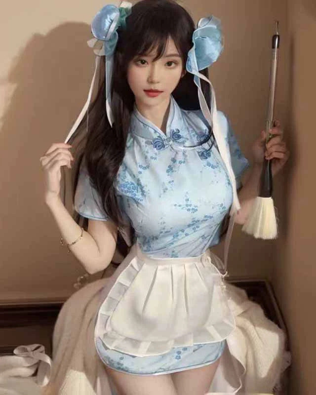 Cheongsam cosplay Hanfu small kitchen maid dress erotic lingerie