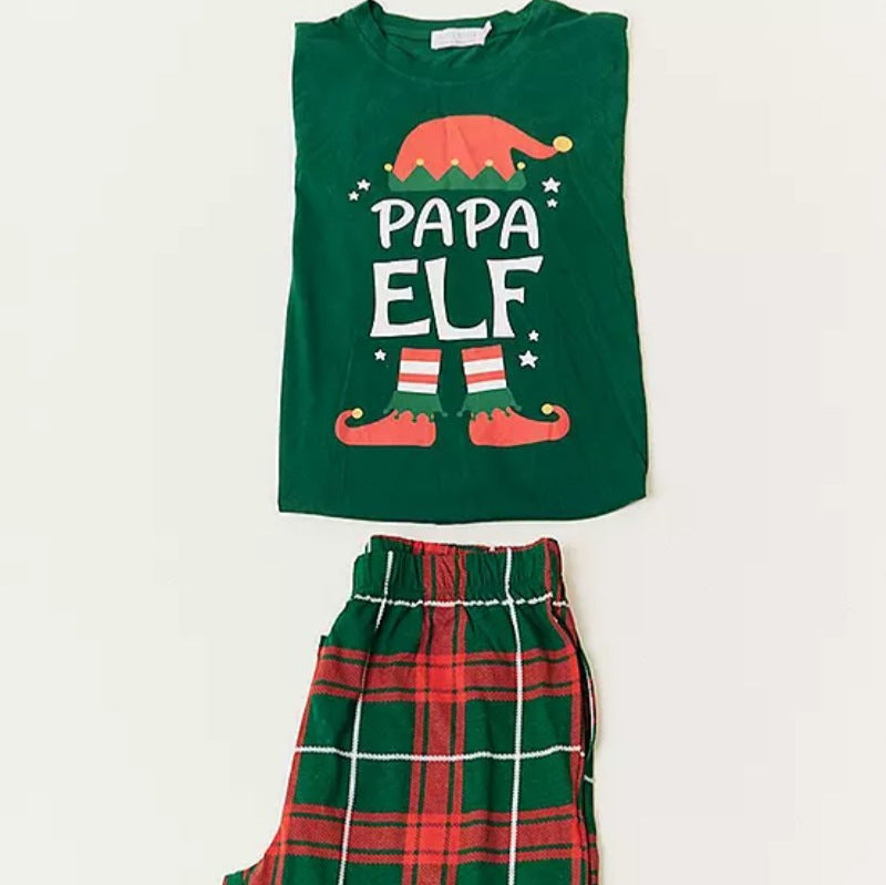 Christmas print parent-child long sleeved pajamas set