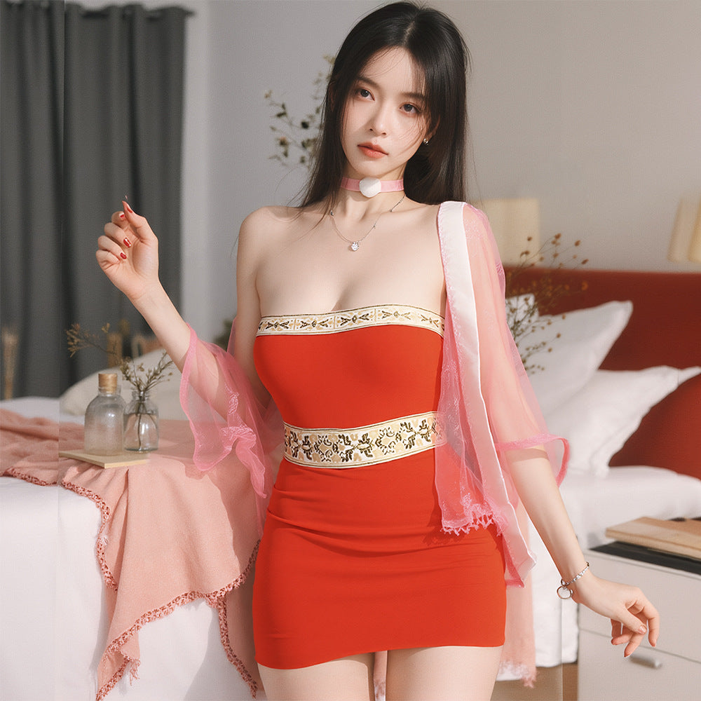 Hanfu bellyband set, antique style lingerie, retro strapless