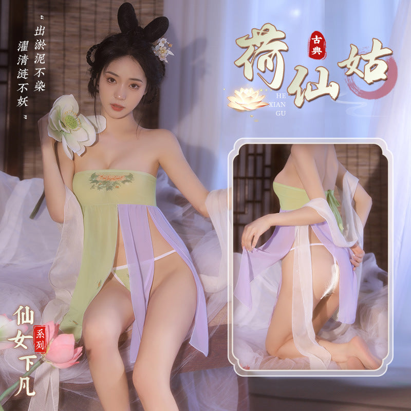 [荷花仙子】Ancient style Hanfu lotus flower chest level perspective lingerie