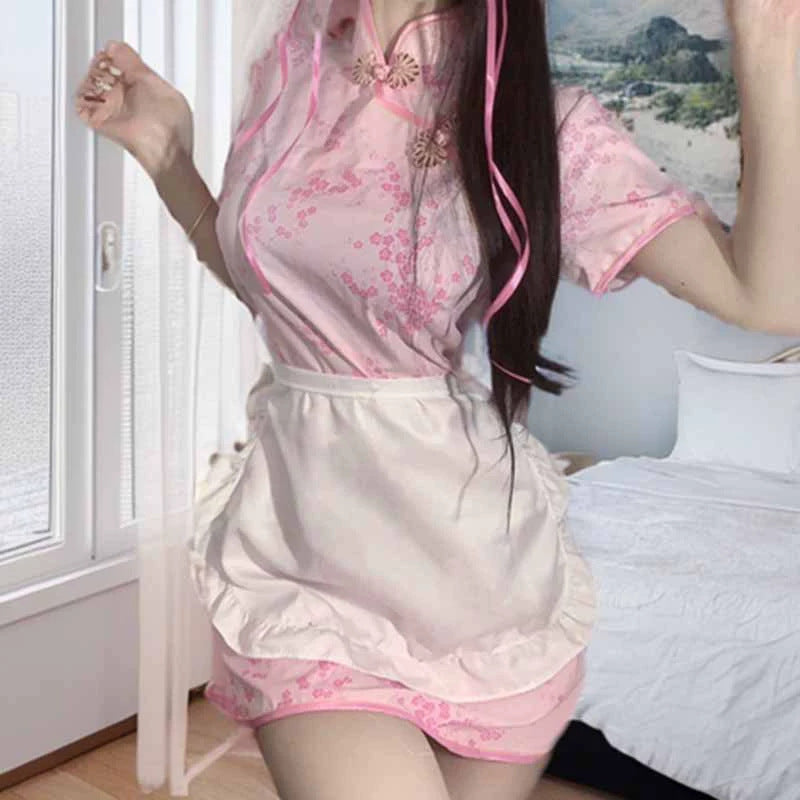 Cheongsam cosplay Hanfu small kitchen maid dress erotic lingerie