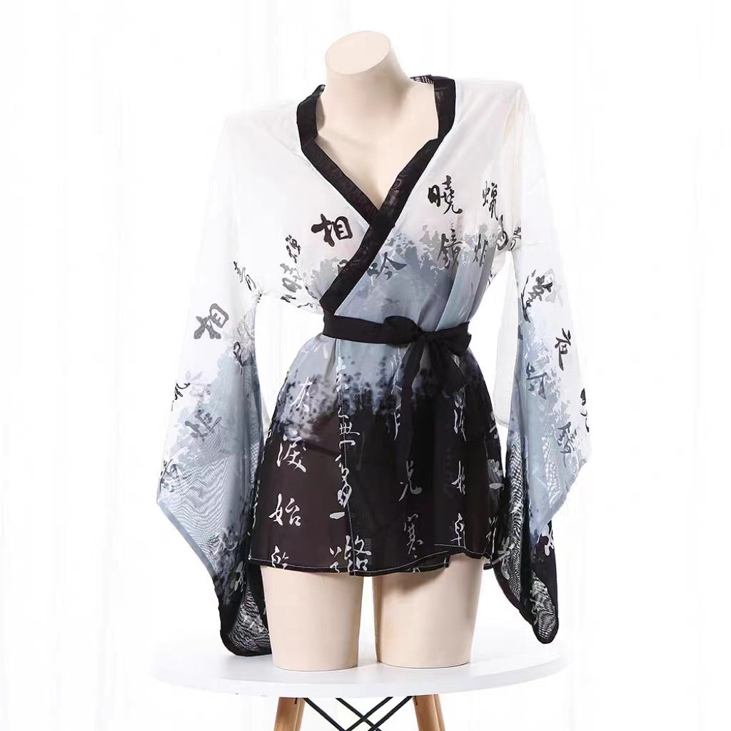 Antique ink print Hanfu sleepwear sexy lingerie