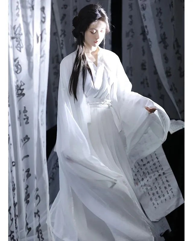 Wei Jin style Hanfu women's elegant ancient costume big sleeved shirt ancient style wide sleeved flowing fairy skirt