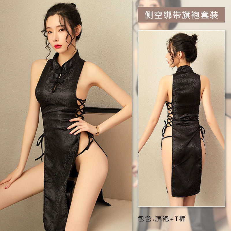 [旗袍]Sexy lingerie hollow qipao palace Hanfu set