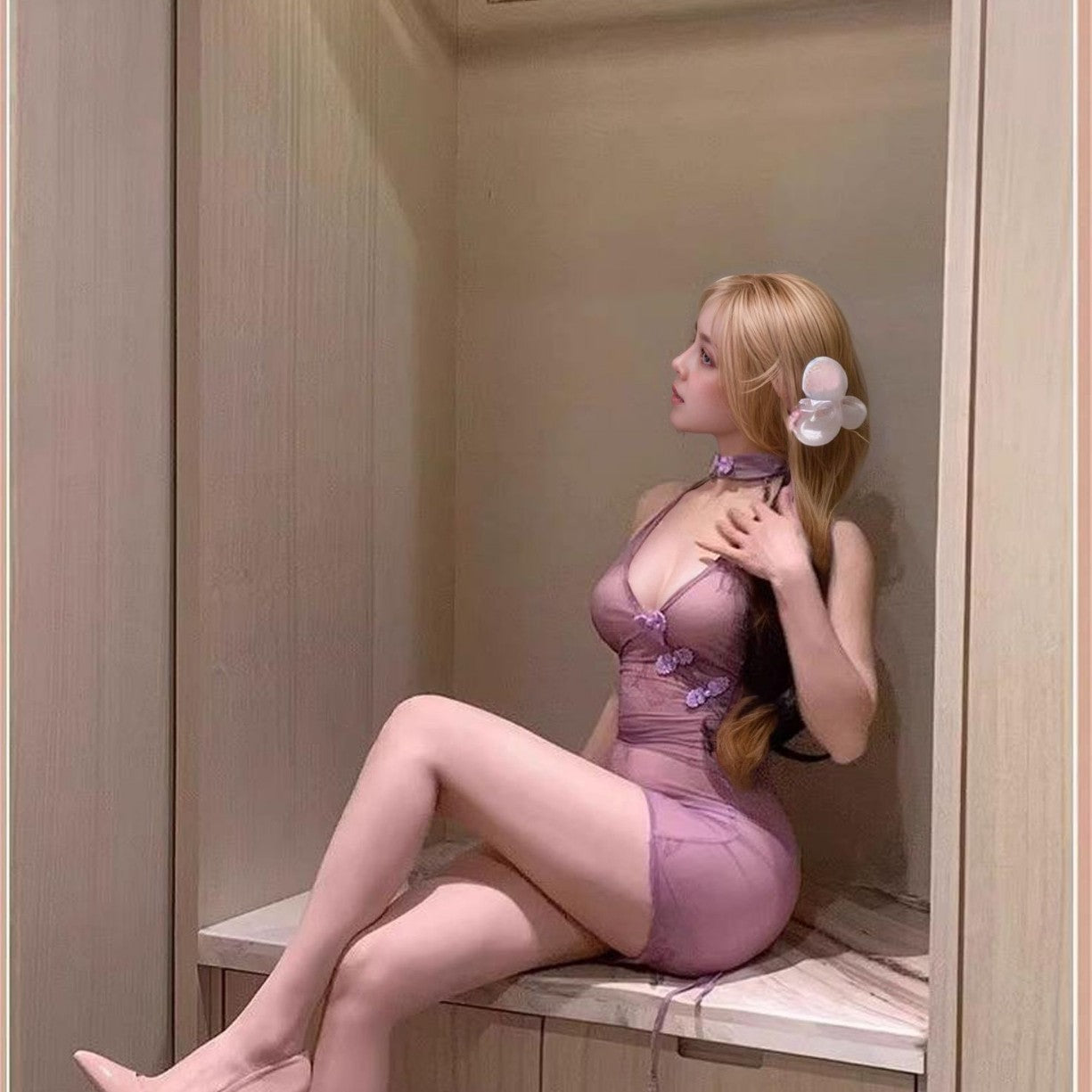 Perspective Qipao Sexy Hanfu  lingerie Pajamas