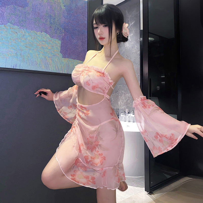 Sleeveless strapless Hanfu nightgown and erotic lingerie set