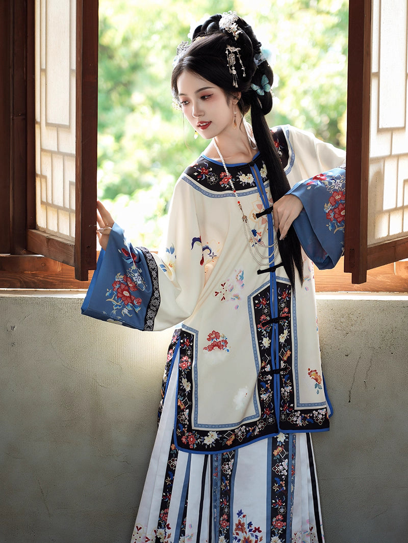 Qing Han Women's Hanfu 2025 New Edition Original Autumn Gege Clothing Qing Dynasty Horse Face Skirt Ancient Costume