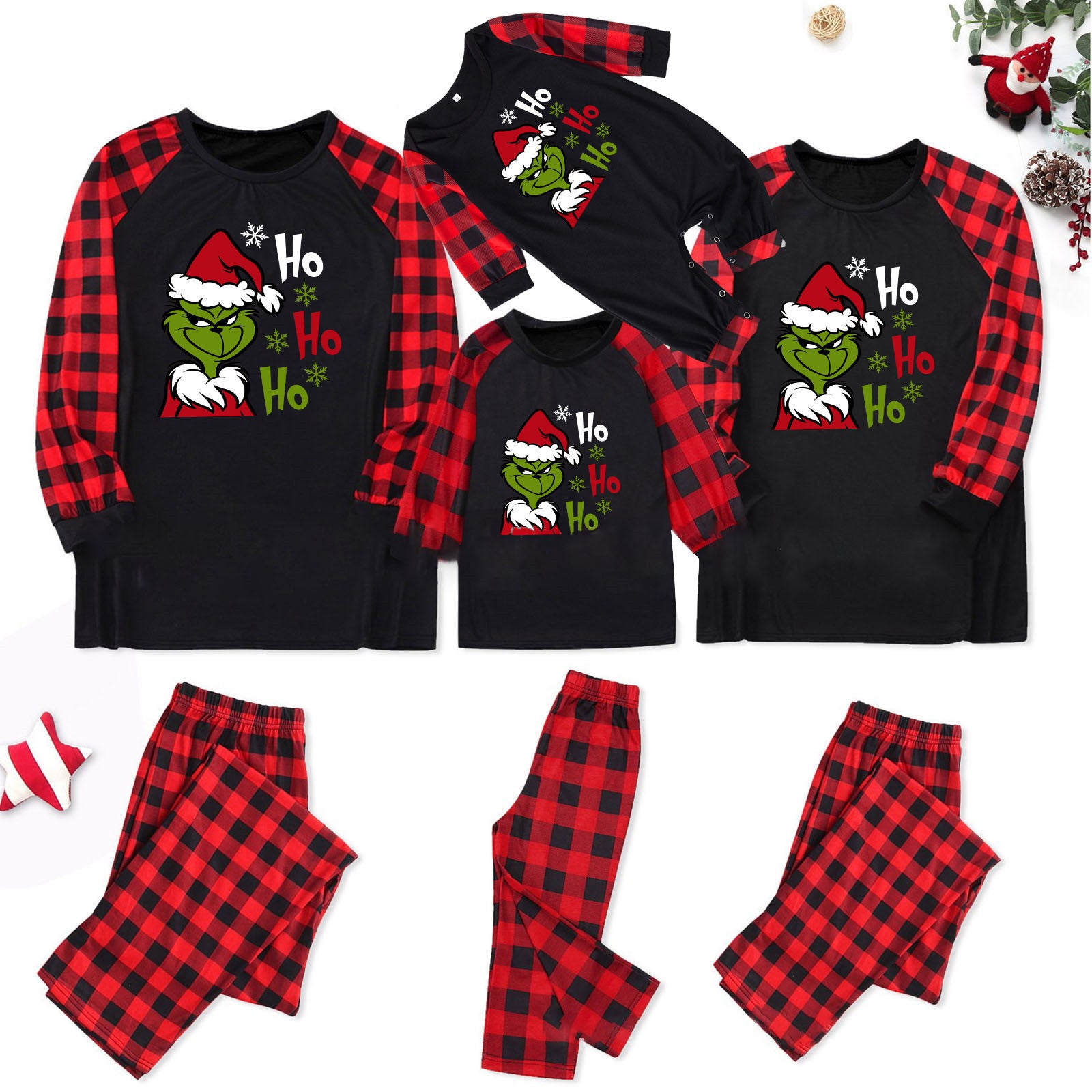 Christmas parent-child outfit, adult and children's pajamas