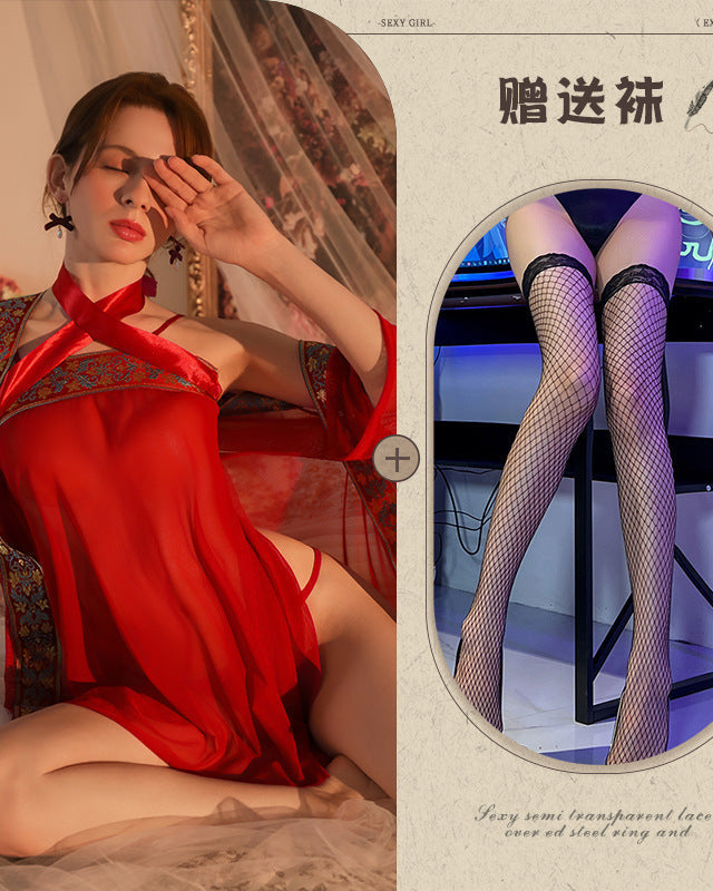 Palace style bellyband soft gauze perspective Hanfu sexy lingerie