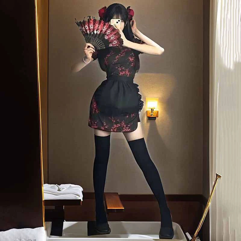 Cheongsam cosplay Hanfu small kitchen maid dress erotic lingerie