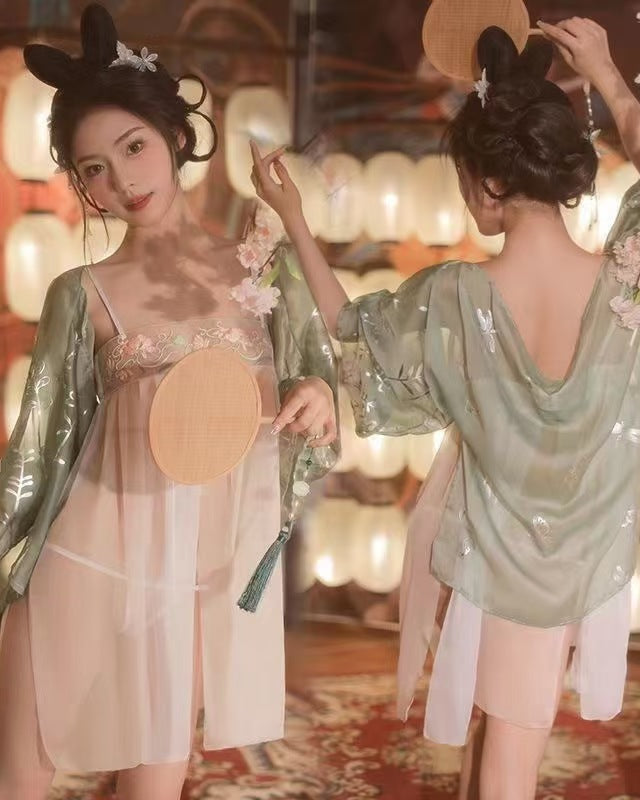 Hanfu lingerie retro nightgown bellyband style pajama set