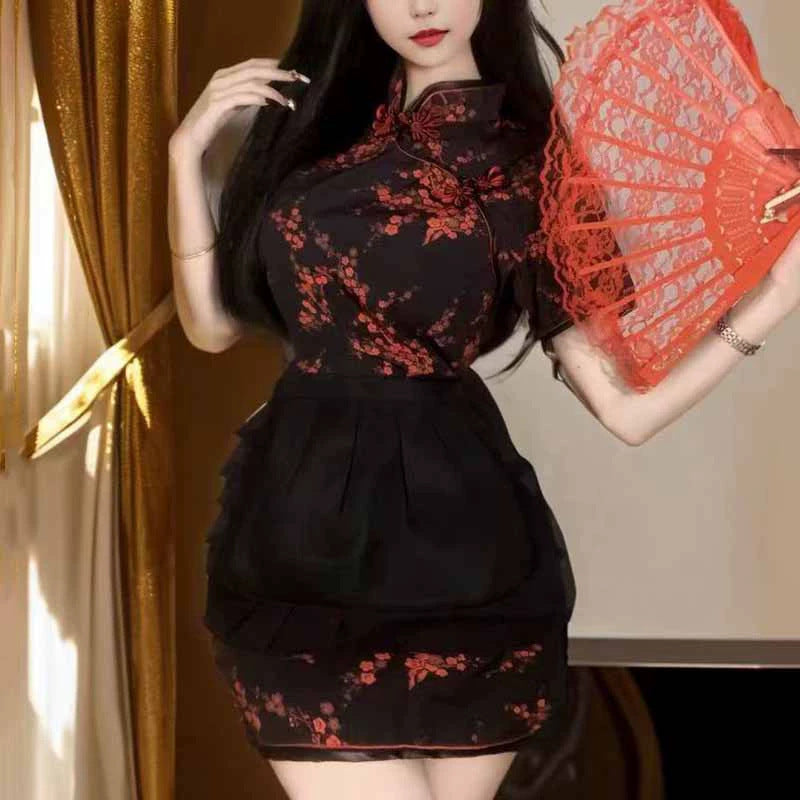 Cheongsam cosplay Hanfu small kitchen maid dress erotic lingerie