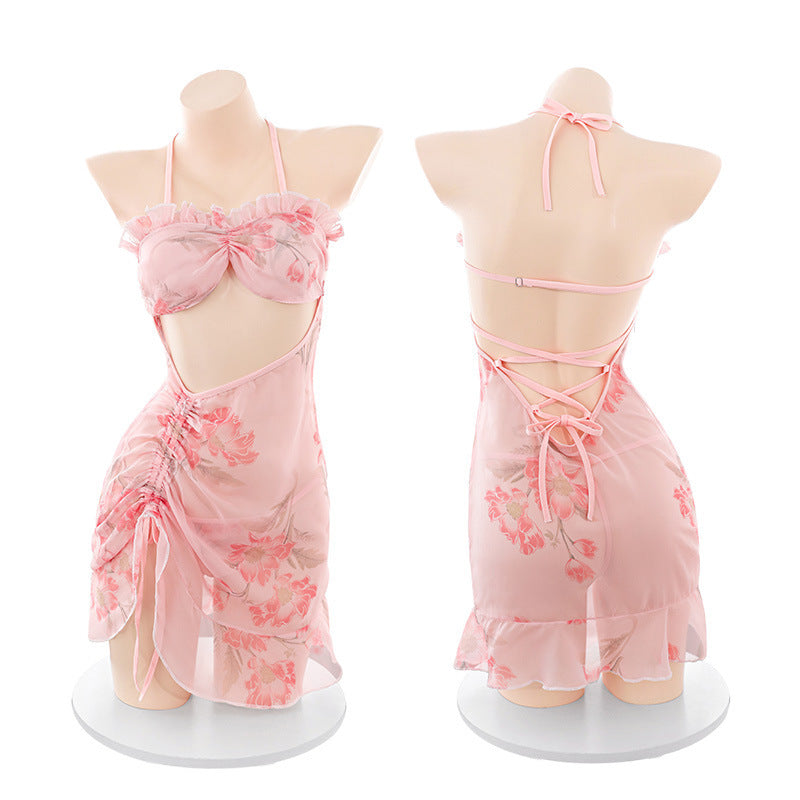 Sleeveless strapless Hanfu nightgown and erotic lingerie set