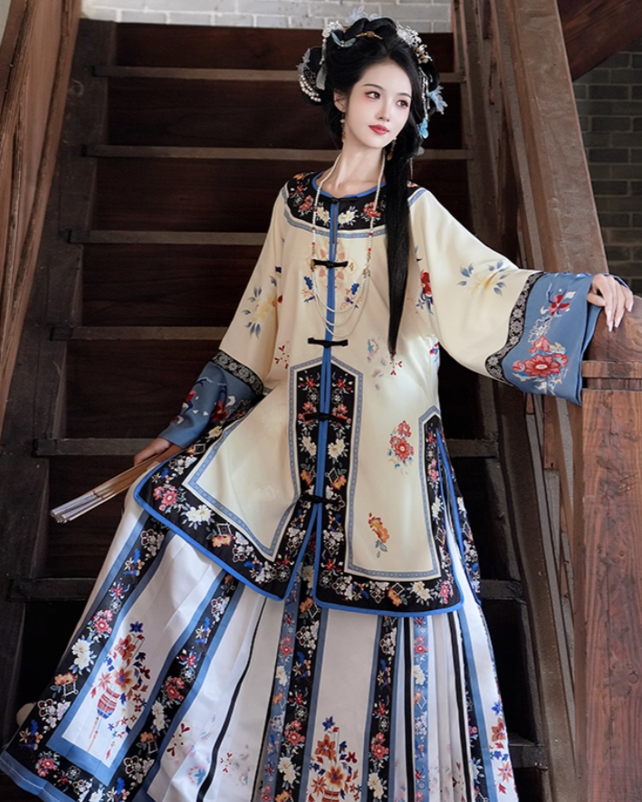 Qing Han Women's Hanfu 2025 New Edition Original Autumn Gege Clothing Qing Dynasty Horse Face Skirt Ancient Costume