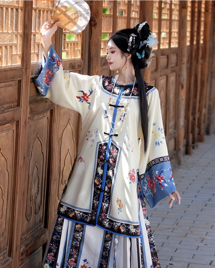Qing Han Women's Hanfu 2025 New Edition Original Autumn Gege Clothing Qing Dynasty Horse Face Skirt Ancient Costume