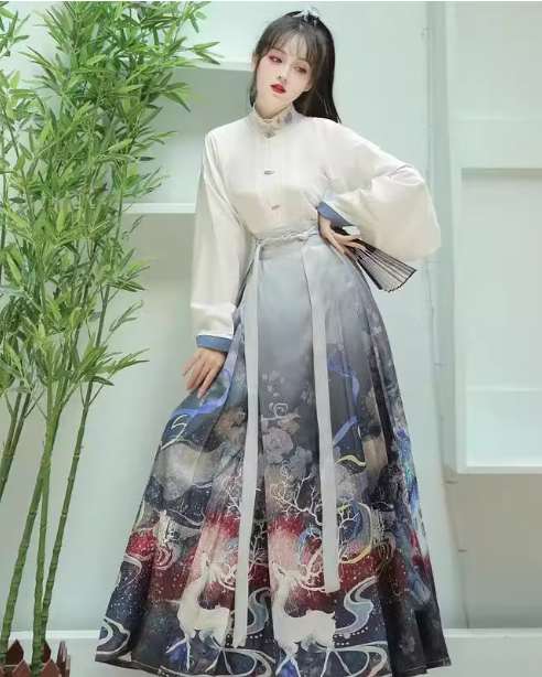 Ma Mian Skirt Set Hanfu Women's 2025 New Autumn Chinese Style Ming Dynasty Ancient Costume