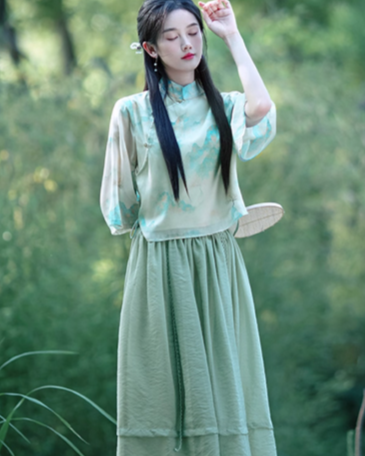 New Chinese style women's clothing, Chinese style Zen tea art clothing, immortal tea clothing, Hanfu