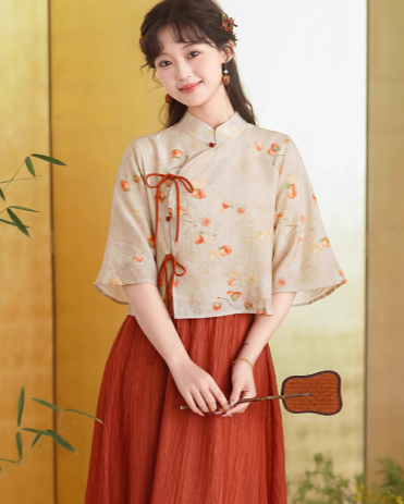 Chinese Republican-style girl's cheongsam Hanfu suit