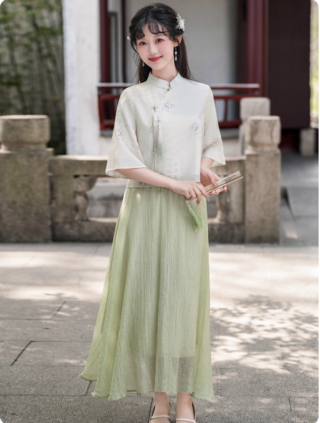 Chinese Republican-style girl's cheongsam Hanfu suit