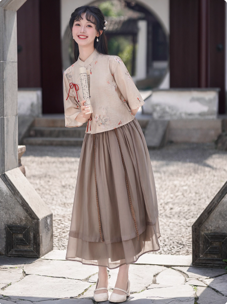 Chinese Republican-style girl's cheongsam Hanfu suit