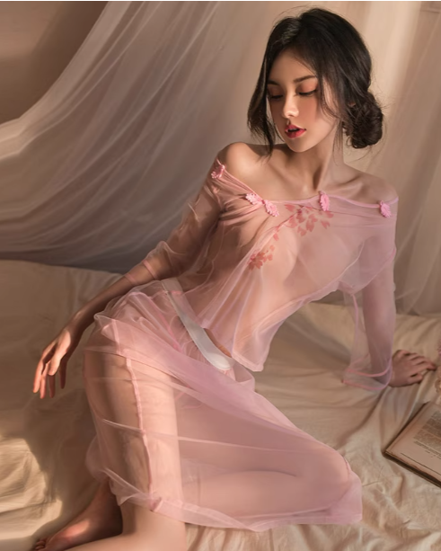 Elegant plus size Lingerie, transparent seductive Hanfu Lingerie pajamas