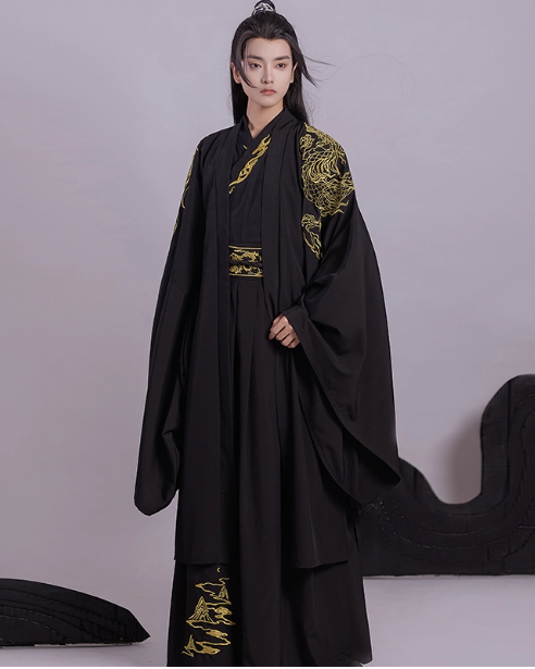 Spring and Autumn Cross-collar Waist-length Hanfu Knight Suit Embroidered Large Sleeve Shirt