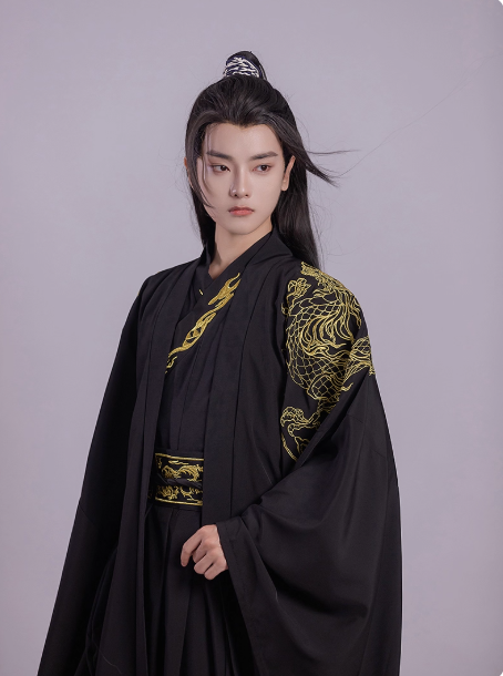 Spring and Autumn Cross-collar Waist-length Hanfu Knight Suit Embroidered Large Sleeve Shirt