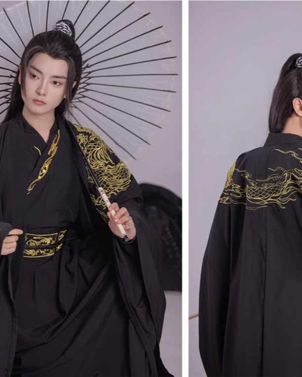 Spring and Autumn Cross-collar Waist-length Hanfu Knight Suit Embroidered Large Sleeve Shirt