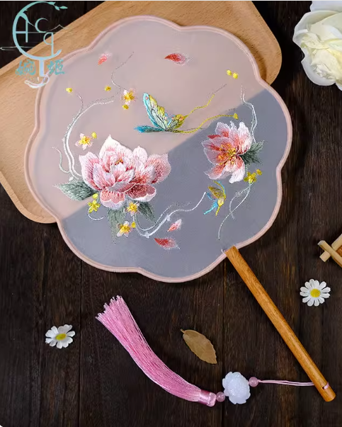 Embroidery Chinese Fan Hanfu Fan Classical Embroidery Fan