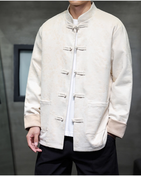 Tang style jacquard jacket men's Chinese Zen tea costume Hanfu