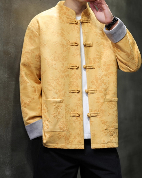 Tang style jacquard jacket men's Chinese Zen tea costume Hanfu
