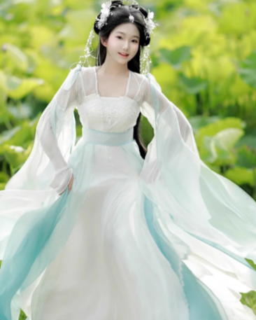 Hanfu Female Immortal Swordsman Style Cool and Cold Cross Collar Wide Sleeves Flowing Immortal Skirt Ancient Costume Spring and Autumn