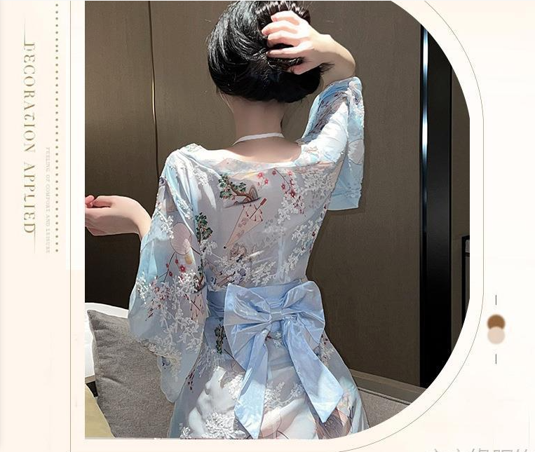 Hanfu sexy lingerie bathrobe bow pajamas kimono set