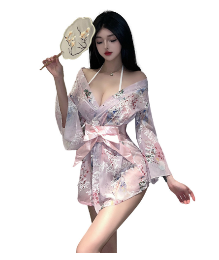Hanfu sexy lingerie women's kimono bathrobe bow sexy pajamas