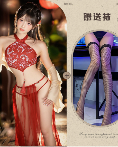 Classical Chinese style enchanting fairy Hanfu sexy lingerie bellyband set